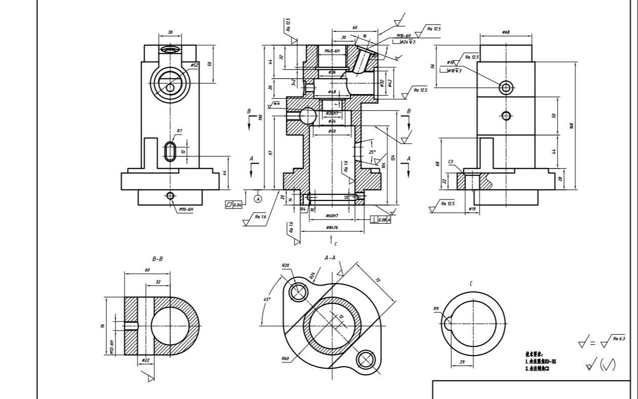     AutoCAD技能大赛14届省赛零件图赛前练习
