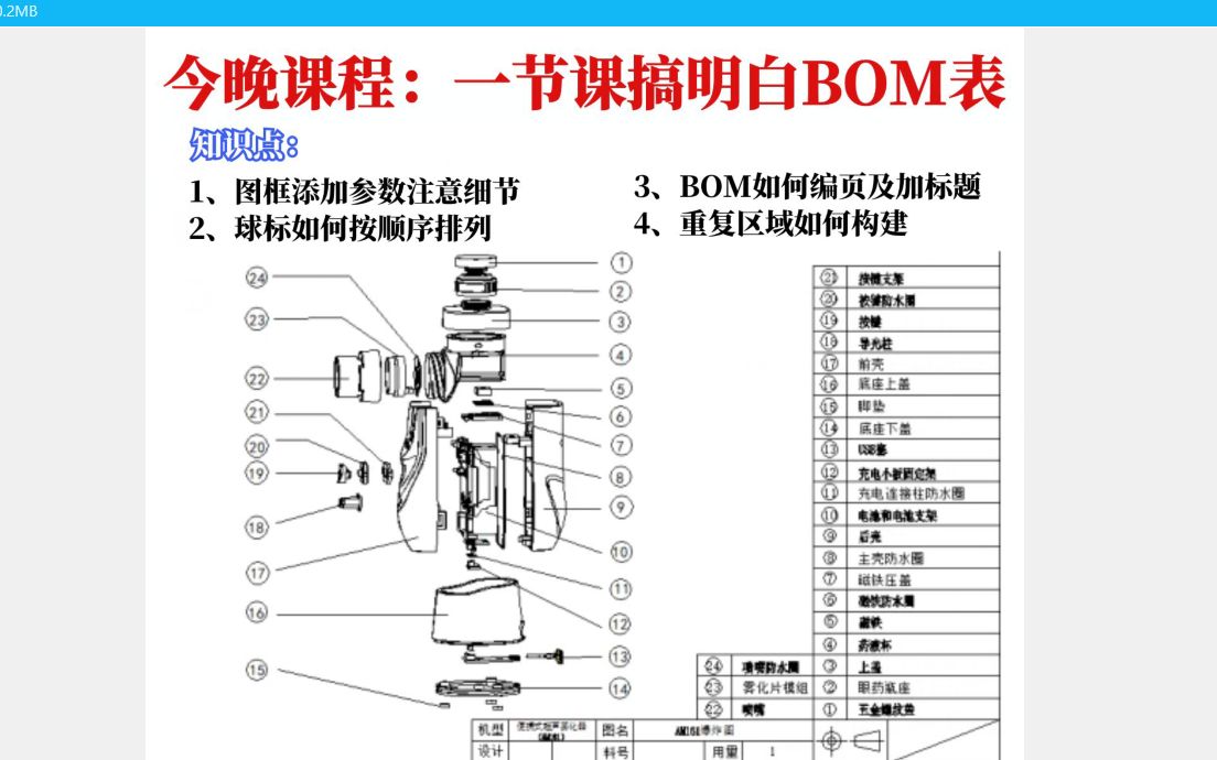 一节课学会Proe/Creo中的BOM表制作